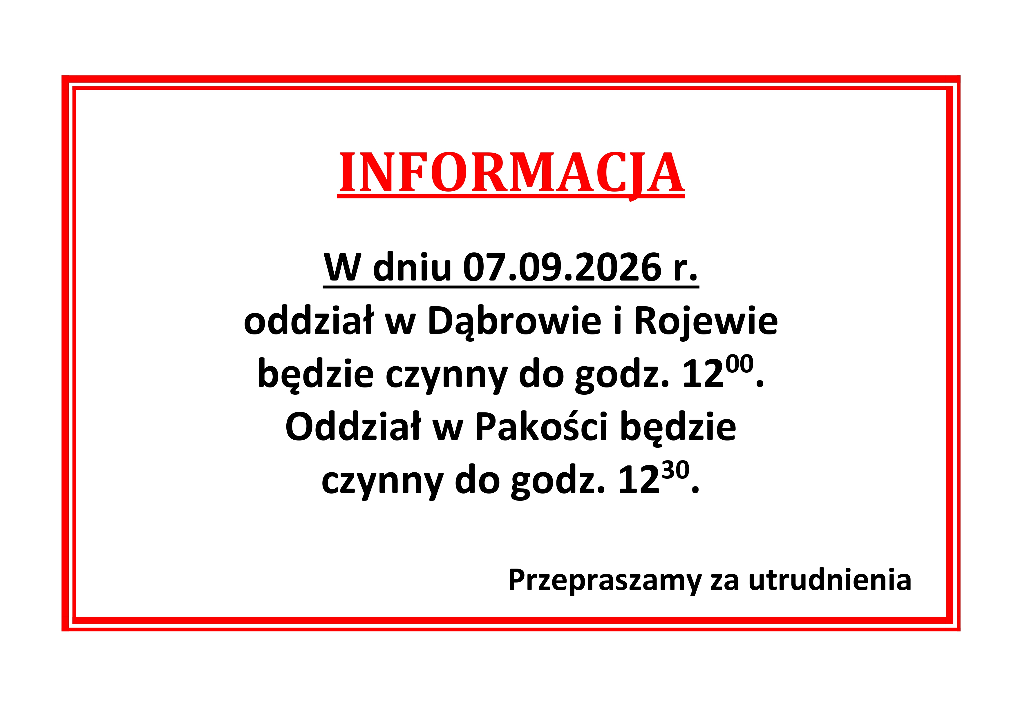 Informacja oddziały