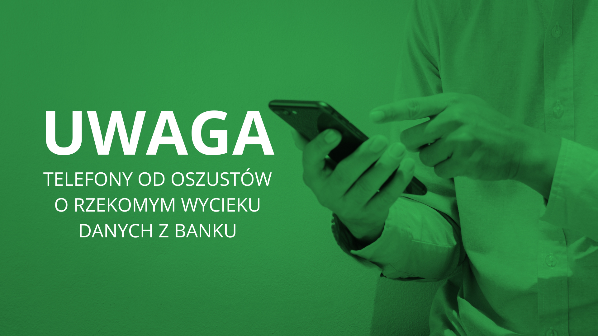 Grafika w zielonych kolorach przedstawiająca osobę korzystającą ze smartfona