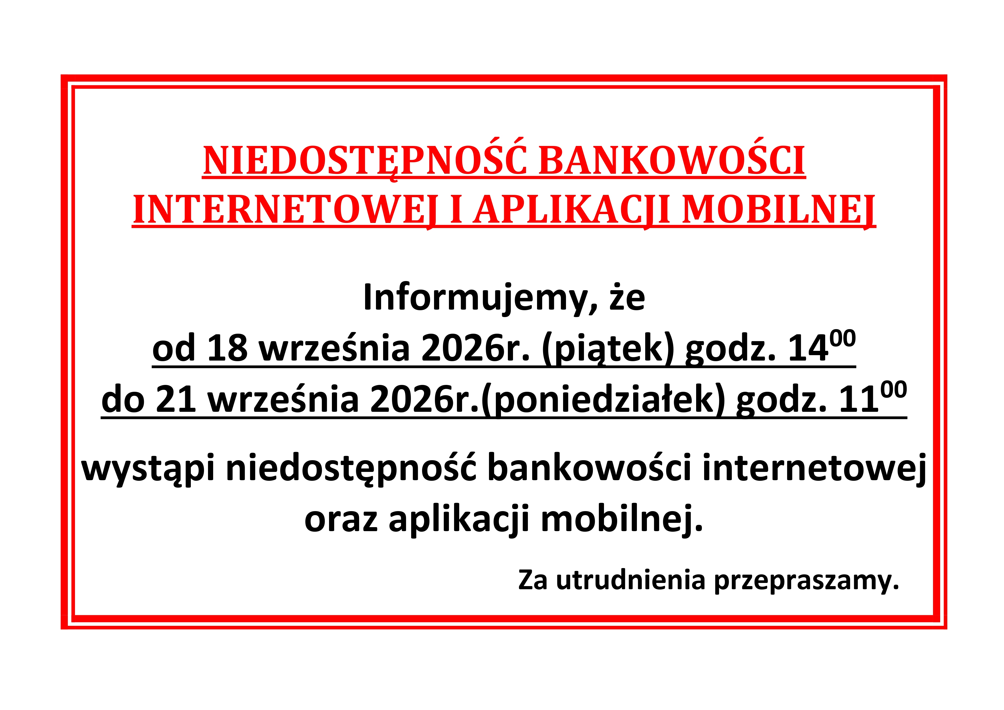 Informacja o niedostępności