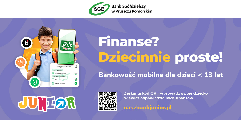 Baner reklamujący aplikację Nasz Bank Junior